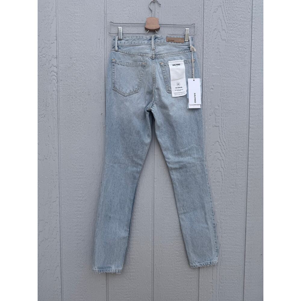 new GRLFRND Denim light wash distressed slim tapered Karolina jeans Don't Speak - Picture 4 of 11